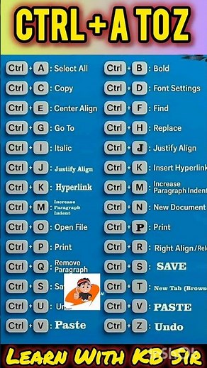 Ctrl key with alphabet 🙆‍♀️😇 #computer #shortcutkeys