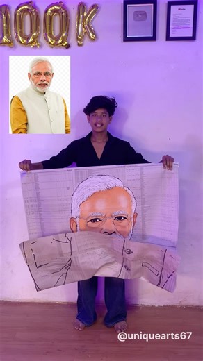 Realistic Newspaper Portrait of Narendra Modi ✍️ #shorts #art #modi #drawing
