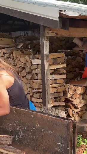 Unloading and Stacking Firewood #firewood #wood #stacking #unloading #aurolashorts | Back 40 Firewood