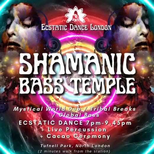 🔥SHAMANIC BASS TEMPLE - Ecstatic Dance / Wellness Rave & Cacao Ceremony 📆This Saturday Night - November 22 ⏰7pm-10pm 🌍🪘For this very special Ecstatic Dance event we are getting TRIBAL ! 🔥SHAMANIC BASS TEMPLE is an Ecstatic Shamanic Dance Journey!! Live Percussion Cacao Ceremony Mesmerising Visuals Fruit Social & Hangout ❤️ IMAGINE: Dynamic, Soul-Stirring World Rhythms and GLOBAL Bass 💚 DREAM: Cacao Ceremony with Positive Intention Ritual, Tarot Cards 💛 CREATE: Dance Your Dreams into Creat
