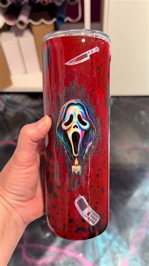 In honor of the release of Scream 7 grab this one of a kind holographic Ghostface cup now ❤️ #opbcreativestudio #scream #scary