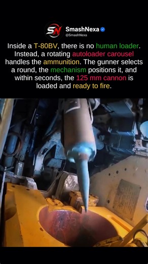 T-80BV’s Autoloader Loads the 125mm Cannon #T80BV #Tank #MilitaryHistory