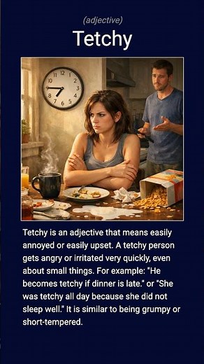 English word 'tetchy' adjective C1