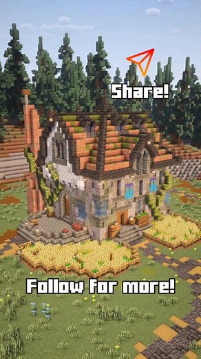 Cactus Forge on Instagram: "hiiii! made a cute Minecraft house idea for you all to enjoy :) this stone themed farm house / country Manor house was fun to make. the bottom segment features mostly tuff bricks, tuff, andesite, and the like. the top has lots of calcite and diorite. let me know what you think down below :) #minecraftbuilds #minecraftideas #minecraft #cozy #minecraftmemes #minecraftpe #minecraftpc #minecrafter #house #far #minecrafthouse #fyp"