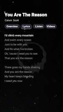 You Are The Reason - Calum Scott (Lyrics) #youarethereason #calumscott #lyrics