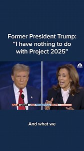 Former President Donald Trump on Tuesday said during the presidential debate that he has "nothing to do with Project 2025." | CNBC