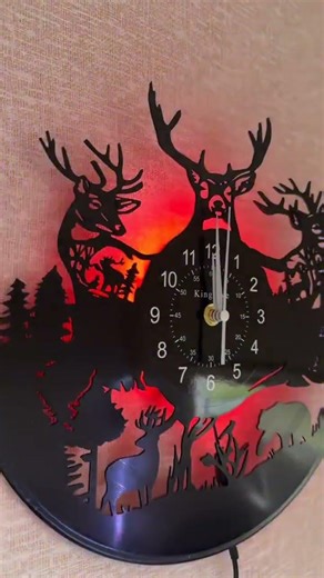 Deer Clock led wall sign #clock #led #deersign #light