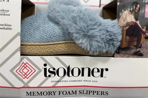 Step Into Comfort! 🩵 Wrap your feet in luxury with Isotoner Memory Foam Slippers — soft, plush, and perfect for indoor or outdoor wear. Machine washable for easy care, they’re the gift of comfort you’ll love to give (and get)! | Sam's Club