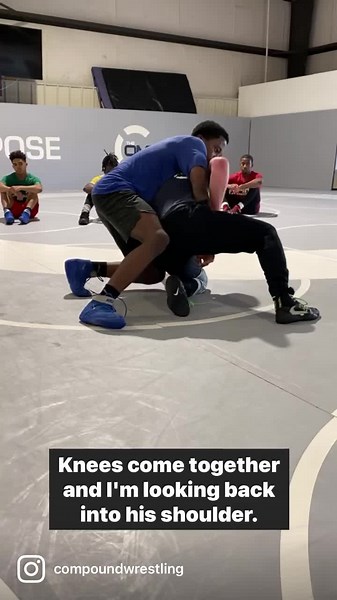 Elevator Trapping the crotch hand and knee changing to create a flurry from the bottom position. Wrestle through the position, don’t dive bomb your head then turn down towards the legs. 📍 McDonough, GA 🎙 @knarkill77 🤼‍♂️ @imnotnosa | @jveionn_ ⚪️ @dollamurwrestling | Compound Wrestling