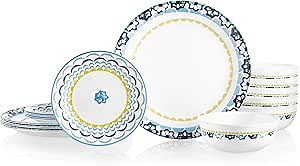 Corelle Chip Resistant Dinnerware Set, 18-Piece, Boho Daydream