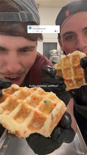 Fruity Pebbles Waffles? 🧇 BrugesShop.com #brugeswaffles #waffles #fruitypebbles