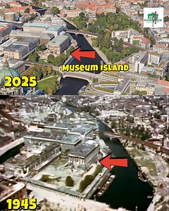 134K views · 1.9K reactions | Witness Berlin’s transformation from devastated ruins in 1945 to the vibrant city we know in 2025. This side-by-side flyover matches rare US Army Air Corps footage to modern Google Earth Studio shots—from Museum Island down the River Spree into Kreuzberg and Friedrichshain. #berlin #ww2history #berlinhistory | Steve's Experience Berlin Tours | Facebook