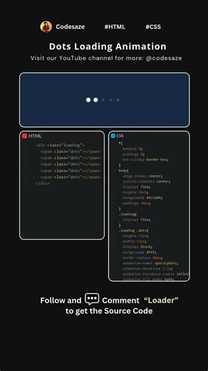 Code Saze | Full Stack Java Developer | Freelancer on Instagram: "Dots Loading Animation✨ Follow @codesaze . . . #codesaze #webdevelopment #explore #fyp #viral"