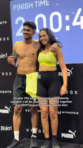 Brinda + Karan on Instagram: "We’re already prepping for hyrox season 2026!!! What an experience, what a previlege to have been able to train for this and complete the race too ❤️‍🔥❤️‍🔥🔥🔥 PS: the soreness next day was BRUTAL . . . [couples, couple content, relationships, couple reels, couple videos, fitness, hyrox, hyrox India, fit couple, fitness, train, gym, run] #couplecontent #couplevideos #couple #couplereels #couplegoals #hyrox #hyroxindia #fitcouple #igfit #couplelife"
