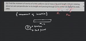 The moment of inertia of a straight thin rod of mass ? and leng... | Filo