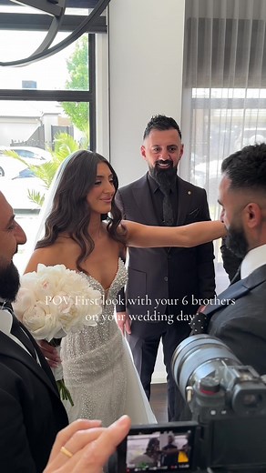 Emotional First Look Wedding Moment with 6 Brothers