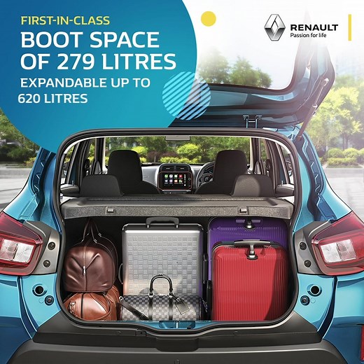 7.7K views · 156 reactions | No more compromising comfort for convenience. Get the best of both in the #RenaultKWID, with a best-in-class Boot Space of 279 litres expandable up to 620 litres. Know more: bit.ly/2yyjfZt | Renault | Facebook