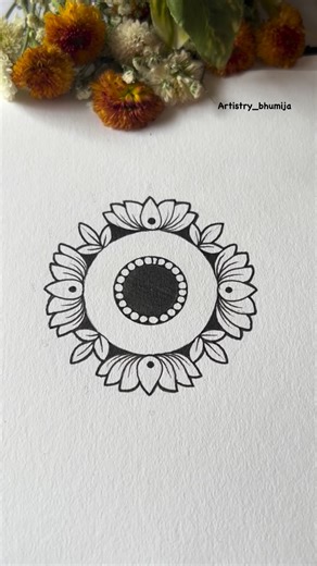 Bhumika Poddar on Instagram: "Easy Lotus Mandala art 🪷 Feel free to recreate ✨ 🌷Fine liners from @uniball_india #mandala #art #artistry_bhumija #mandalatutorial #artvideo #artreels #mandalavideo #arttutorials #learnart #easyart #lotusart #lotusmandala #minimandala #30secart"