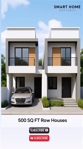 2 Modern 500 Sq Ft Row Houses Design | 1000 Sq Ft Plot Plan | Smart Home Sketches