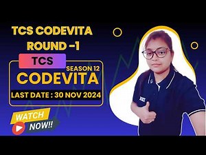 TCS CodeVita Season 12 Round-1| Complete Coding Round Today | Last Date: 30th Nov 2024 | Don't Miss!