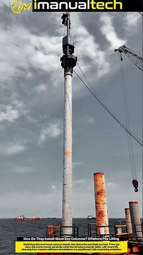 How Do They Install Giant Sea Columns? Offshore Pile Lifting