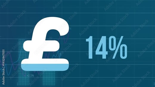 Animation of euro symbol filling up and increasing percentage against statistical data processing