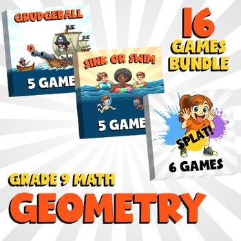 16 No Prep Math Games Bundle C - Geometry - Grade 9 Review Activity