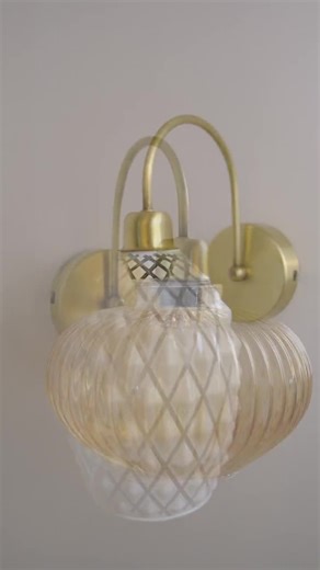 Vintage Wall Lamp With Crackled Glass Globe, Curved Arm Wall Sconce, Unique Wall Lighting Fixture, Aged Brass Sconce, Farmhouse Wall Lamp - Etsy