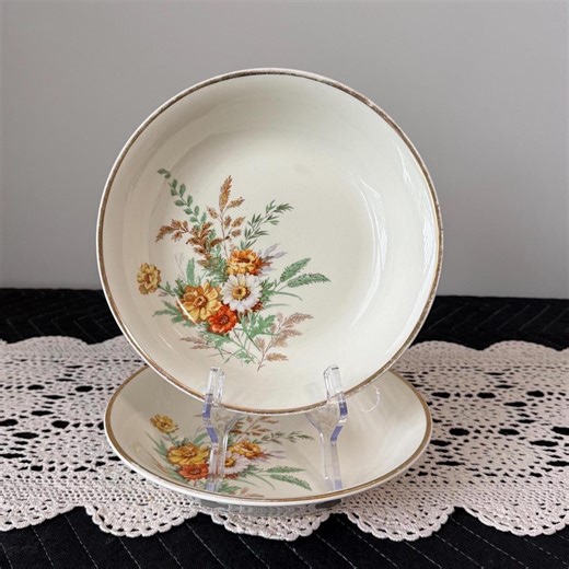 Edwin Knowles Floral Bouquet Bowls • Set of 2 • 9" Semi‑vitreous • Cottage Bloom - Etsy