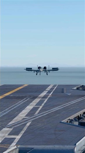 Epic A-10 Warthog lands on an aircraft carrier.