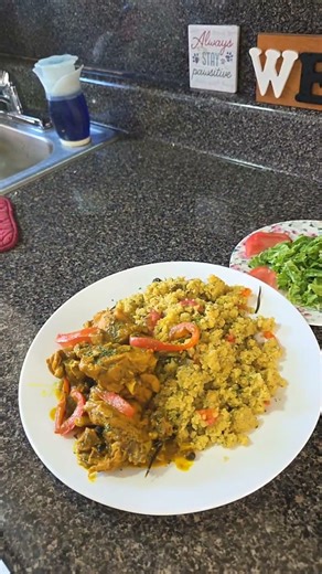 Live highlight Turn Cornmeal with coconut Milk & Curry Chicken