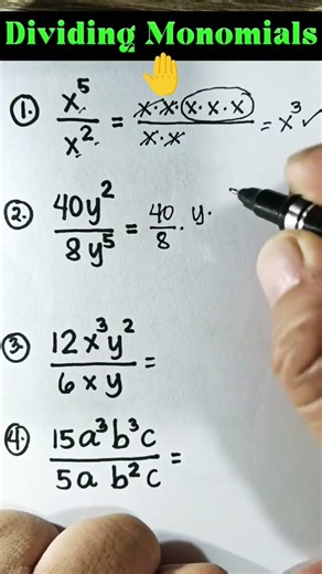 Dividing Monomials, Dividing equations, equations solving tricks #equationsolving #monomials #maths