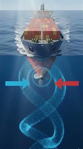 why do ship propellers push water in a spiral shap ⛵#youtubeshorts