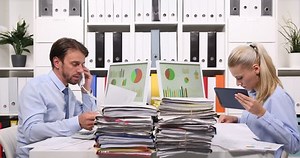 Accountants Team Working Use Digital Tablet Talk Phone Teamwork Activity Office