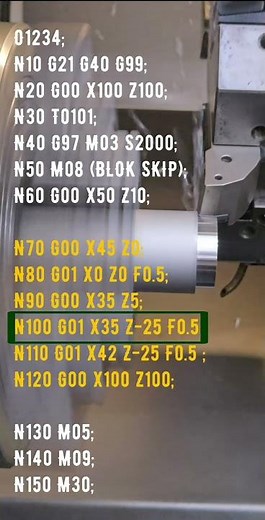 CNC Lathe Machining, Facing and Cylindrical Turning with Full Program, CNC Turning Process, Action