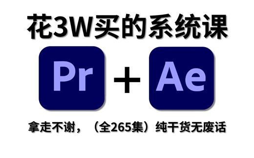 【全265集】花了3W买来的！目前B站最完整的PR零基础教程 AE教程，寒假遥遥领先，学完即兼职接单就业！从剪辑思维到案例实操，拿走不谢！