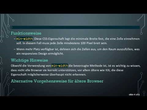 Sicherstellung einer Mindestbreite für Tabellenzellen in HTML und CSS