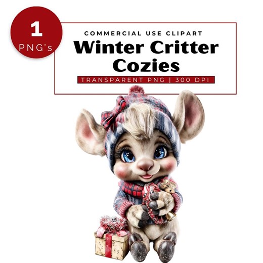 Holiday Mouse Clipart | Winter Animal PNG, Commercial Use (digital Download) - Etsy