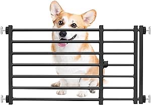 Metal Short Dog Gate to Step Over, 25.3''-42.5'' W Expandable & Pressure-Mounted, Small-Door Pet Gate for Stairs Doorways, Perfect for Small Dogs Puppy