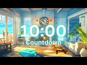 10 MINUTE TIMER - Beach Cabin with Sounds of Ocean Waves and Firecrackle