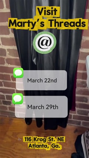 ATL 👀 We’re setting up shop at Krog Street! 🤫 If you know, you know. The Creative Exchange is the spot for the freshest finds in the city. Come through, support local, and grab something heat for your wardrobe. 📍 116 Krog St. NE 📅 March 22nd & March. 29th Will we see you there? 👇🔥 #CreativeExchangeATL #SupportLocal #MartyThreads #ATLFashion #AtlantaCreatives