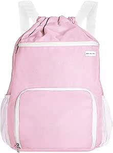 Amazon.com | BAVELOE Drawstring Backpack with Wet Pocket & Shoe Compartment, Water-Resistant Sports Gym Swim String Bag for Women Men(Pink) | Drawstring Bags