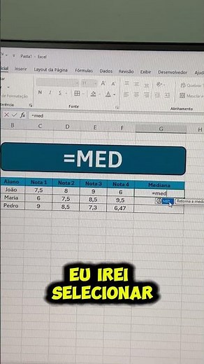 Como CALCULAR a MEDIANA NO EXCEL de Forma SIMPLES! #shorts