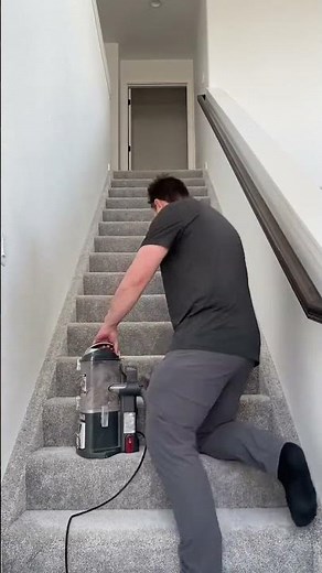Vacuuming the stairs with the Shark Navigator Lift Away Vacuum #housecleaning