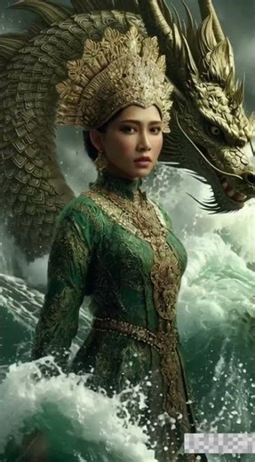 Nyi Roro Kidul & Naga Emas! #NyiRoroKidul #LegendaIndonesia #AIArt #MitosJawa #ratulautselatan