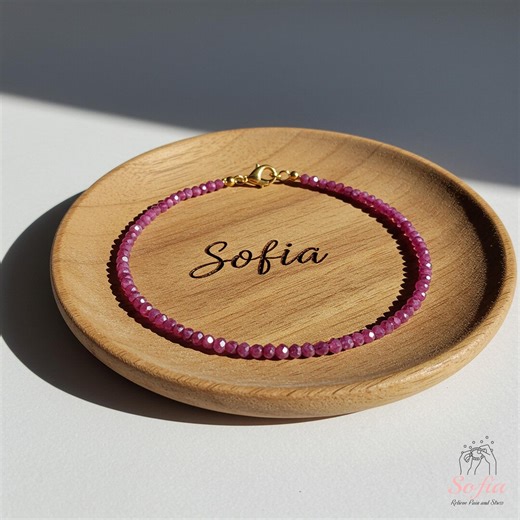 Natural Pink Ruby Bracelet - Rubellite Stone Crystal Dainty Bracelet Ruby Minimalist Bracelet Gift for Her, Gift for Him - Etsy