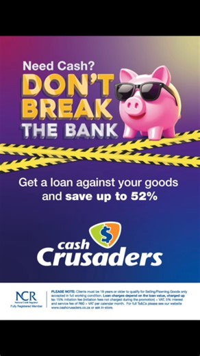 Cash Crusaders SA | Did you know? You can extend your pawn loan up to 5 times and save up to 52% on fees. It’s quick, easy and online. 🔗... | Instagram