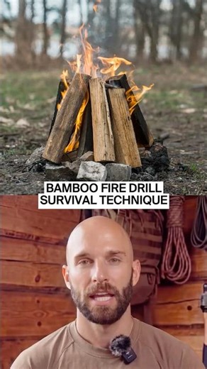Bamboo fire-starting survival method