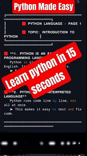 Learn python under 15 seconds | page 1 | Python introduction | python for beginners