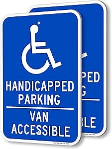 SmartSign (Pack of 2) 18 x 12 inch "Handicapped Parking - Van Accessible" Sign, 120 mil Thick Aluminum Composite (ACM), Engineer Grade Reflective Material, Blue and White, Made in USA